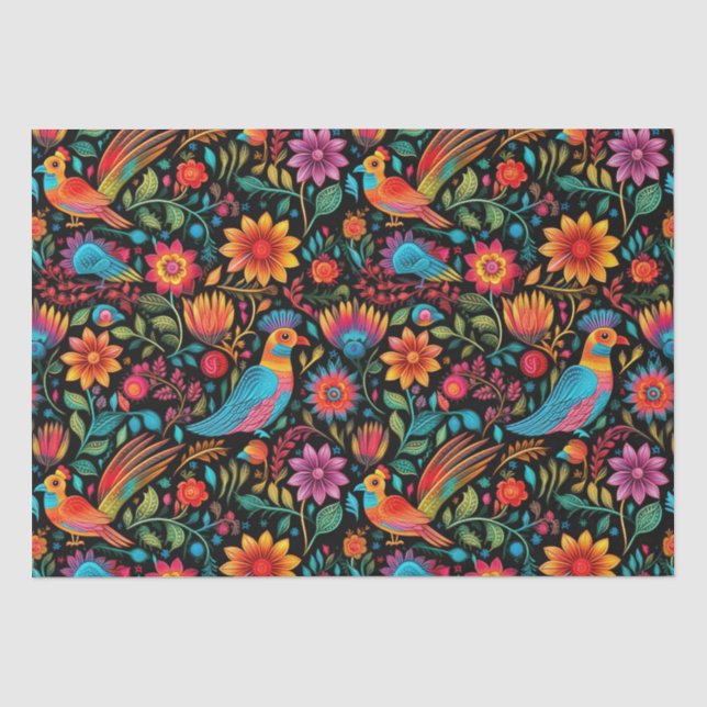 Papier Mousseline Motif mexicain coloré (Recto)