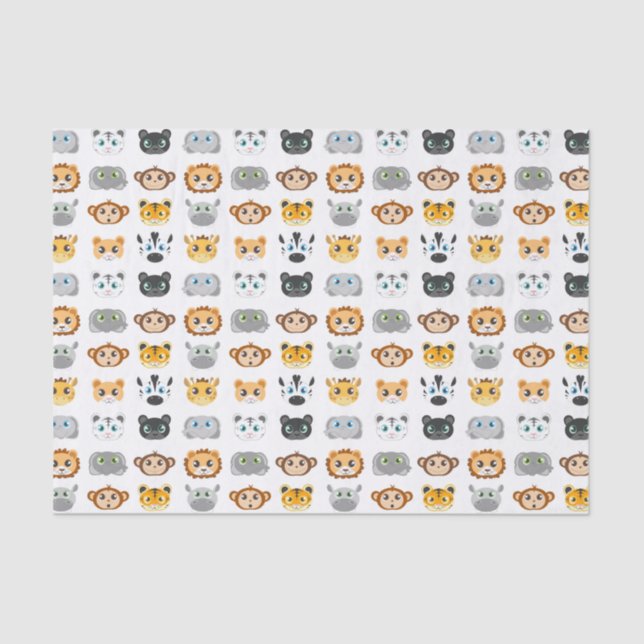 Papier Mousseline Motif mignon d'animaux de jungle (Recto)