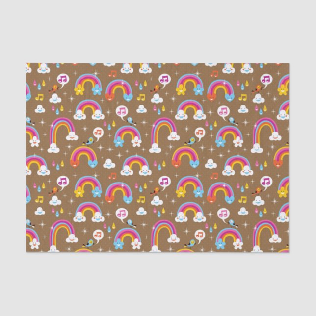 Papier Mousseline motif mignon d'arcs-en-ciel (Recto)