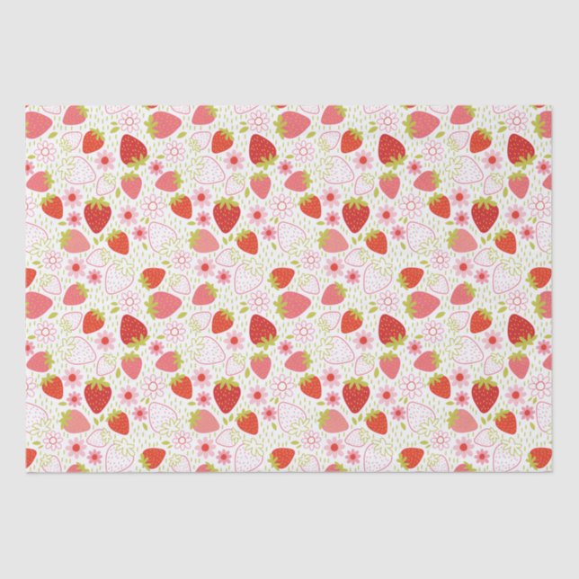Papier Mousseline Motif migre rouge floral (Recto)