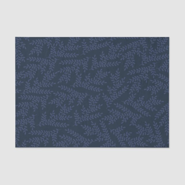 Papier Mousseline Motif moderne de feuillage de bleu marine (Recto)