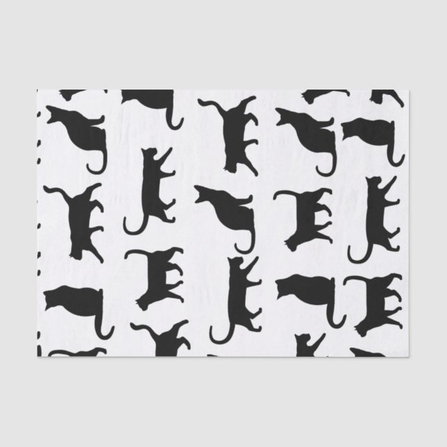 Papier Mousseline Motif moderne de silhouette de chats noirs (Recto)