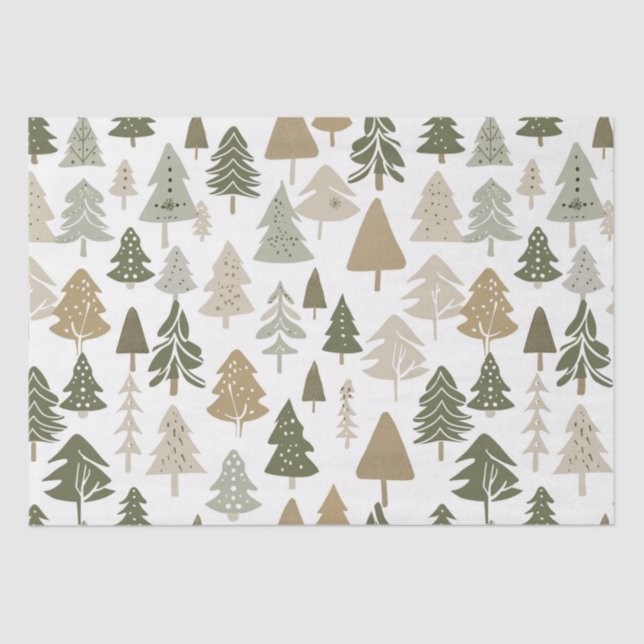 Papier Mousseline Motif moderne des arbres de Noël (Recto)