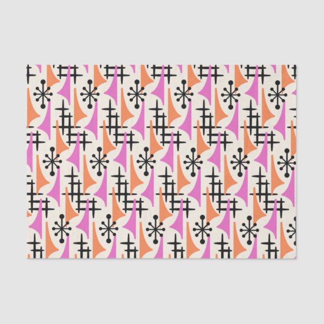 Papier Mousseline Motif moderne du milieu du siècle de l'âge atomiqu (Recto)