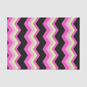 Papier Mousseline motif moderne girly zigzag noir fuchsia chevron