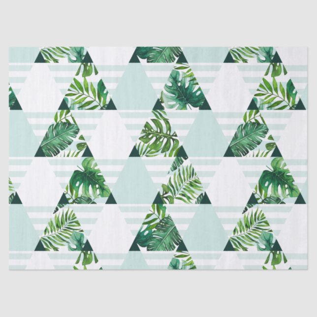 Papier Mousseline Motif moderne Mint Green Tropical Triangles (Recto)