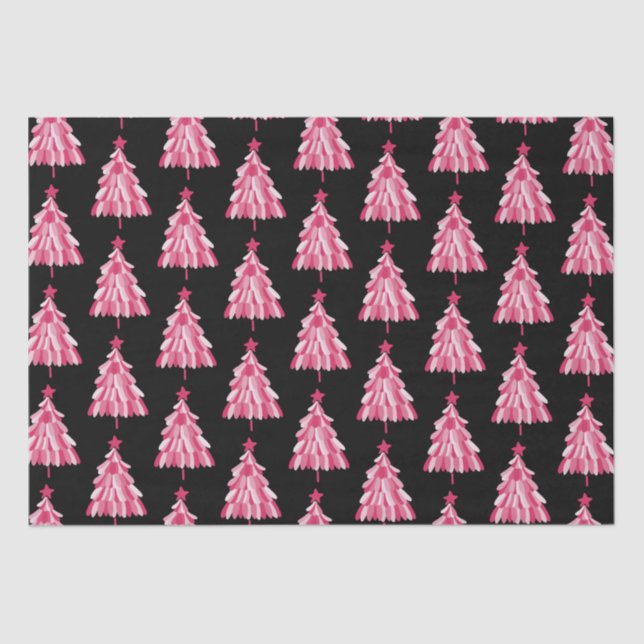Papier Mousseline Motif moderne Pink Black Christmas Tree (Recto)