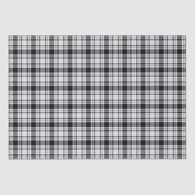 Papier Mousseline Motif monochromatique noir blanc plaid (Recto)