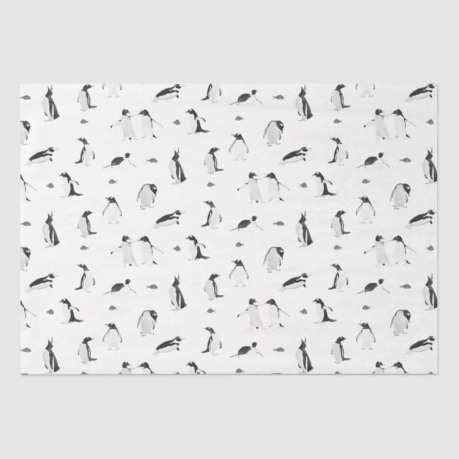 Papier Mousseline Motif monochrome des pingouins mignons (Recto)
