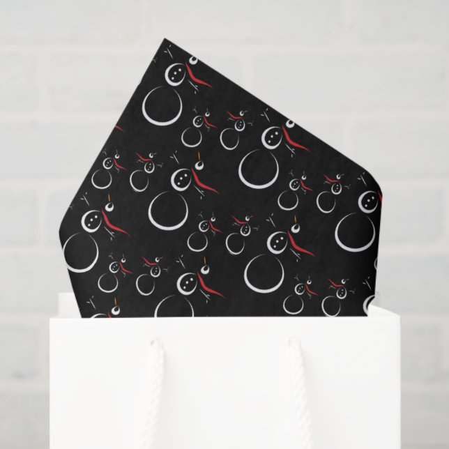 Papier Mousseline Motif motoneige d'hiver mignon noir (Sac cadeau)