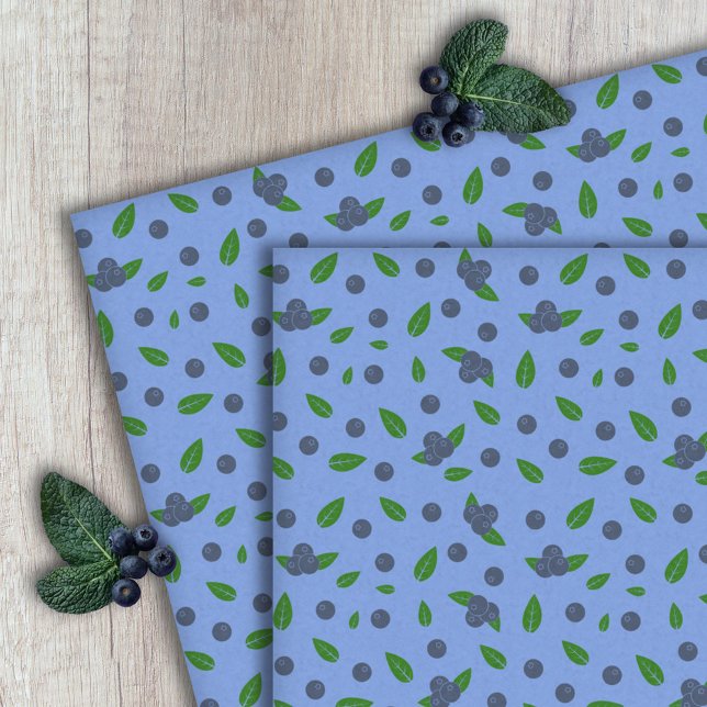 Papier Mousseline motif Myrtilles (Blueberry pattern Tissue Paper)