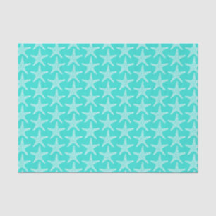 Papier Mousseline Motif Nautique d'Été Plage Étoile de Mer Turquoise