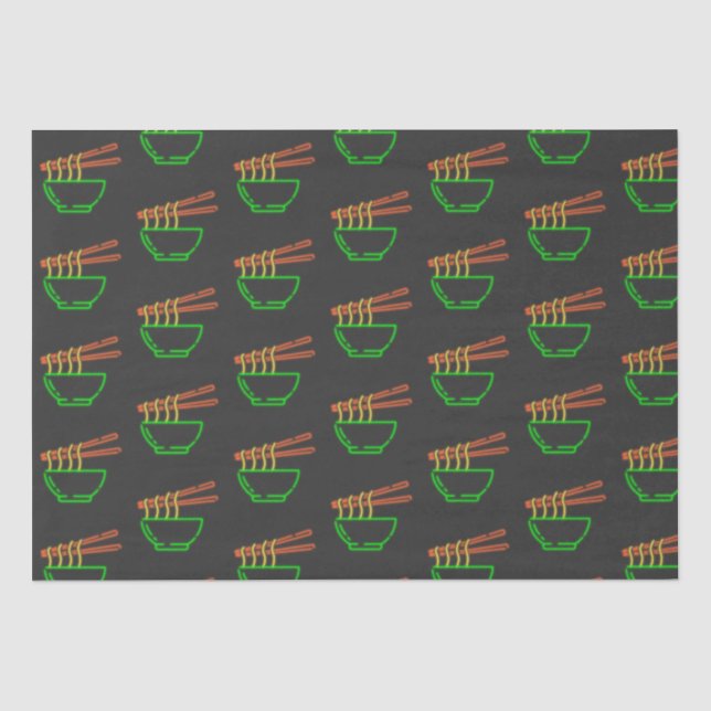 Papier Mousseline Motif Neon Asian Noodle Bowl (Recto)