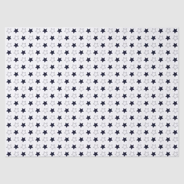 Papier Mousseline Motif neutre masculin blanc et noir étoile (Recto)