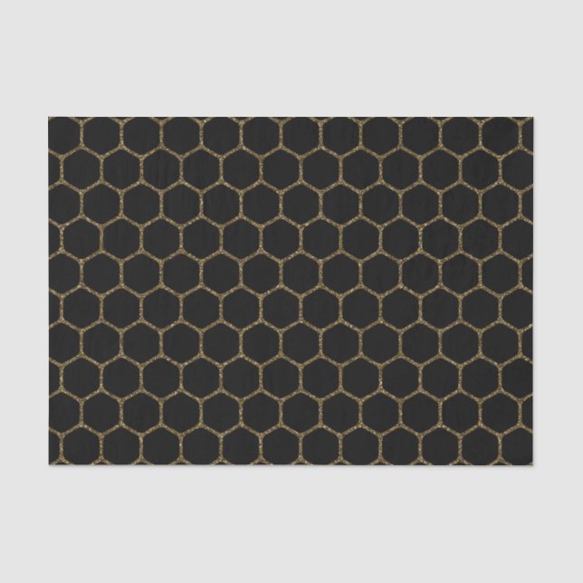 Papier Mousseline Motif noir d'hexagone dans le cadre de parties (Recto)