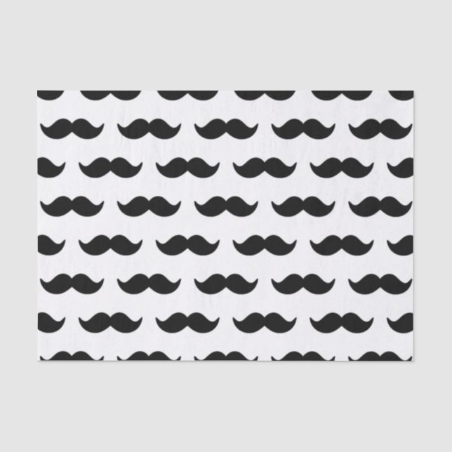 Papier Mousseline Motif noir et blanc 1 de moustache d'amusement (Recto)