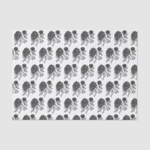 Papier Mousseline Motif noir et blanc Dahlia