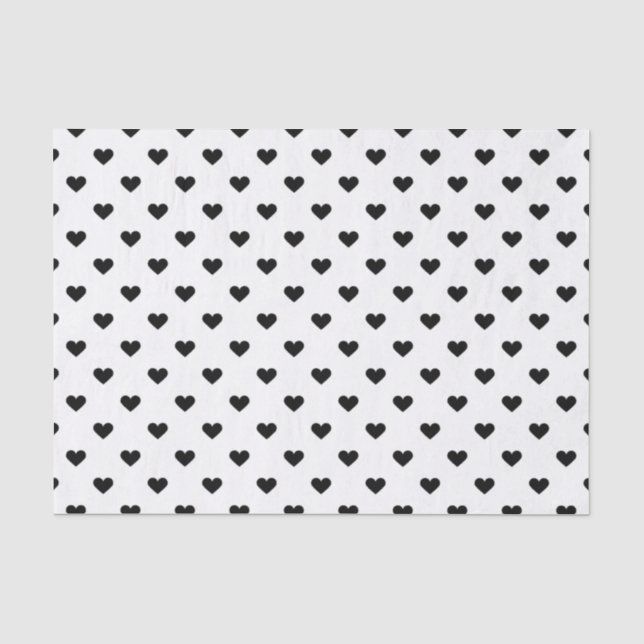 Papier Mousseline Motif noir et blanc de coeur (Recto)