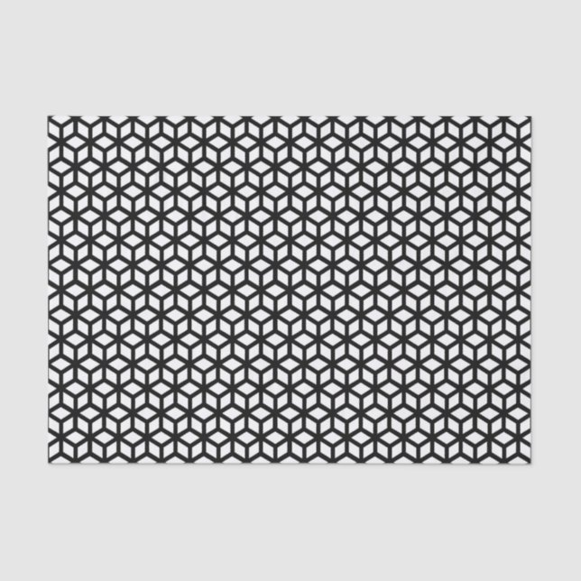 Papier Mousseline Motif noir et blanc de cube (Recto)