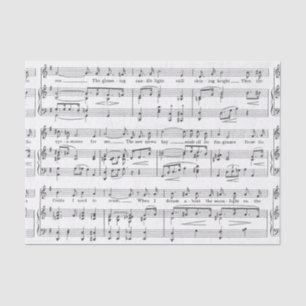 Papier Mousseline Motif noir et blanc de musique de feuille
