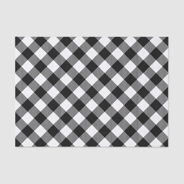 Papier Mousseline Motif noir et blanc moderne de guingan de contrôle (Recto)