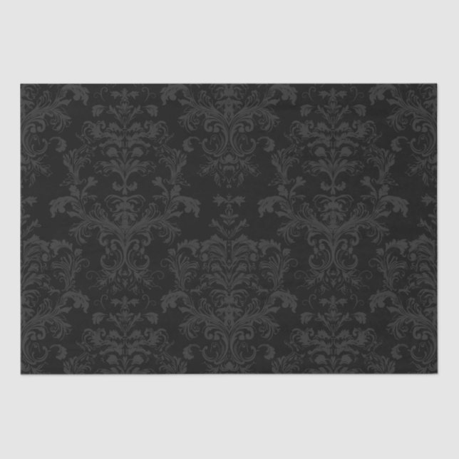 Papier Mousseline Motif noir foncé Fanchy Chic Damask (Recto)
