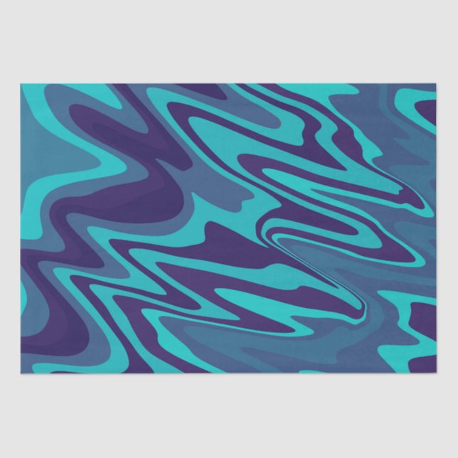 Papier Mousseline Motif ondulé bleu turquoise Abstrait (Recto)