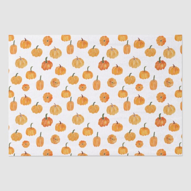 Papier Mousseline Motif orange Citrouille aquarelle (Recto)