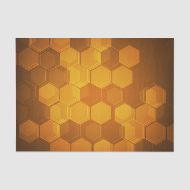 Papier Mousseline Motif orange d'hexagone de nid d'abeilles (Recto)
