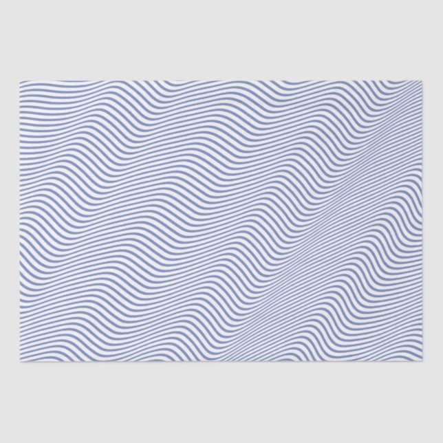 Papier Mousseline Motif original de gris et blanc bleu de vagues (Recto)