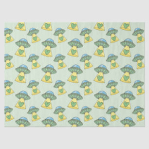 Papier Mousseline Motif OVNI vert