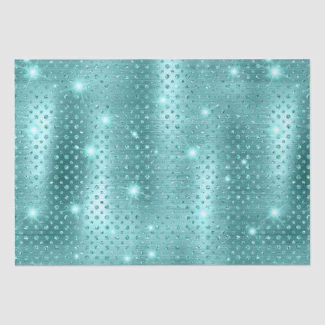 Papier Mousseline Motif Pailleté Metallic à Points Bleus Élégants (Recto)