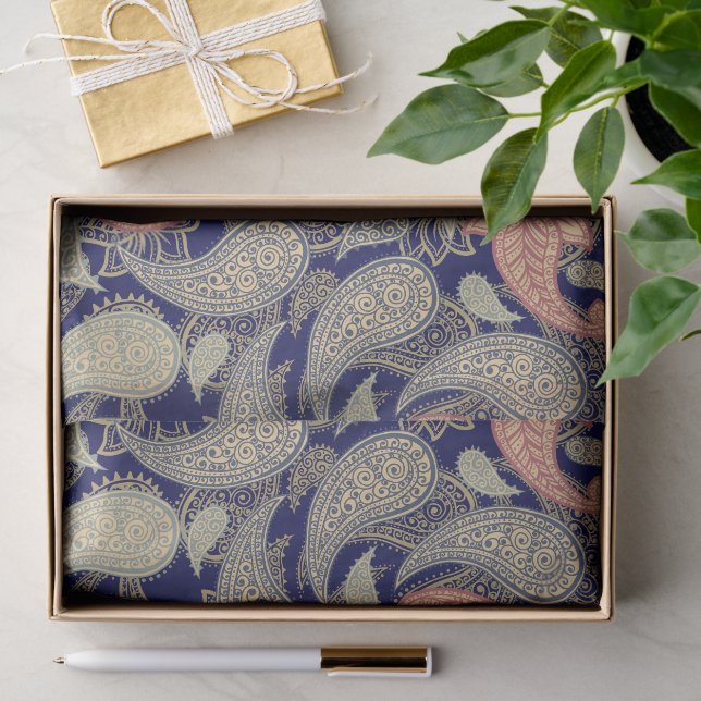 Papier Mousseline Motif Paisley  (Cadeau)