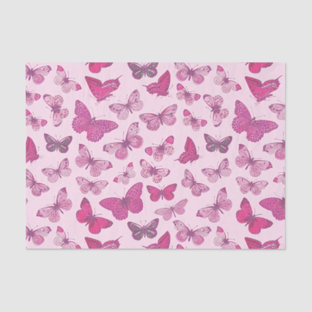 Papier Mousseline Motif Papillon Rose Mignon Féminin  (Recto)