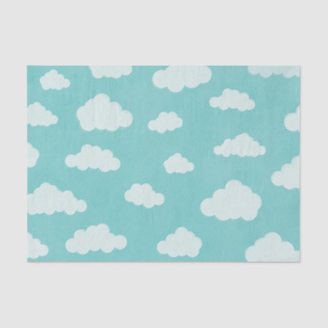 Papier Mousseline Motif pelucheux de nuage de ciel bleu de nuages (Recto)