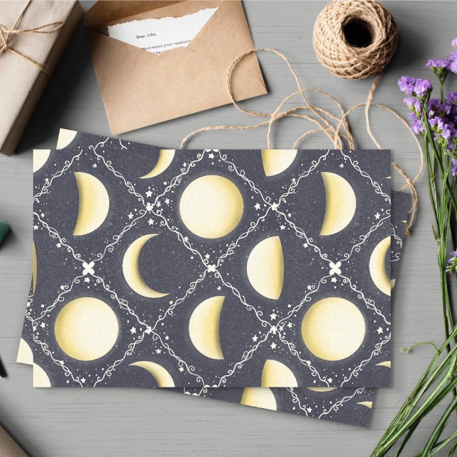 Papier Mousseline Motif Phases de lune céleste (Moon Phases Tissue Paper)