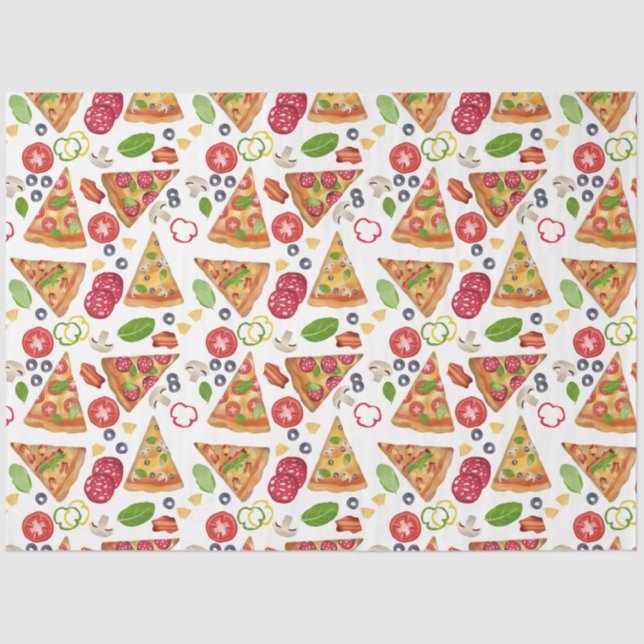 Papier Mousseline Motif Pizza d'aquarelle (Recto)