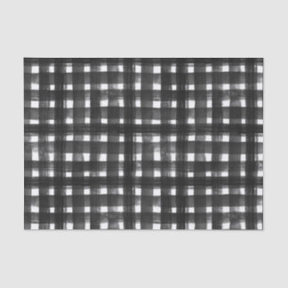 PAPIER MOUSSELINE MOTIF PLAID NOIR & BLANC