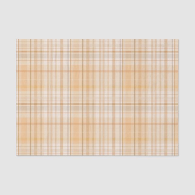 Papier Mousseline Motif Plaid Tartan Orange (Recto)