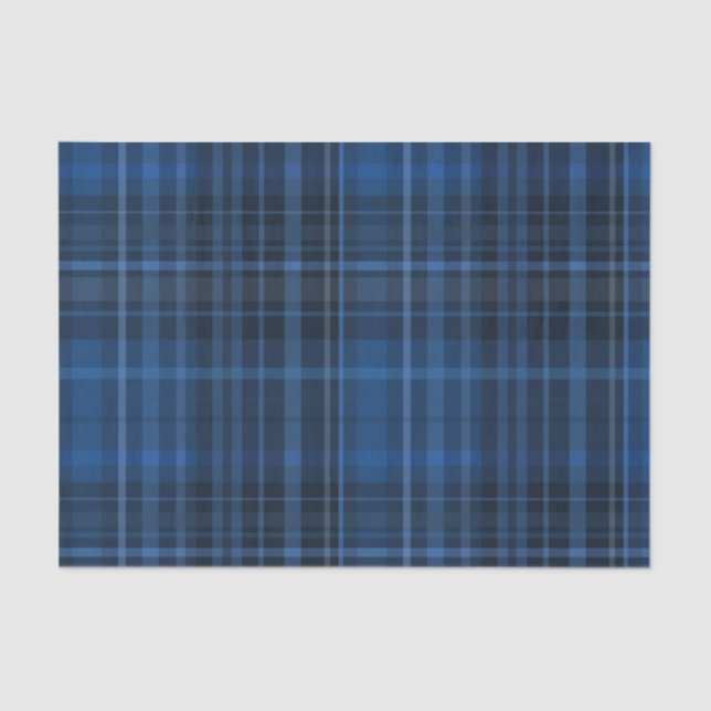 Papier Mousseline Motif plat bleu et noir Tartan (Recto)