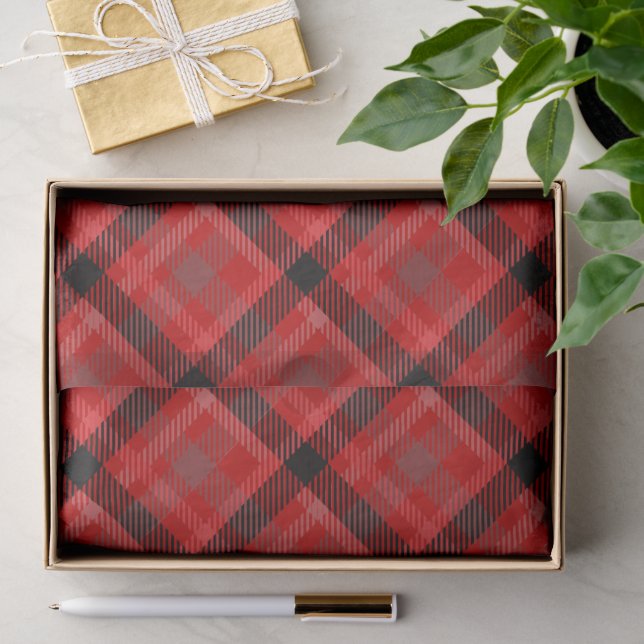 Papier Mousseline Motif plat classique rouge et noir tatan (Cadeau)