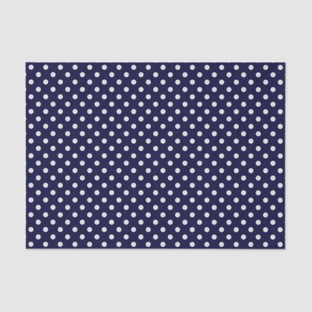 Papier Mousseline Motif Pois bleu et blanc de la Marine (Recto)