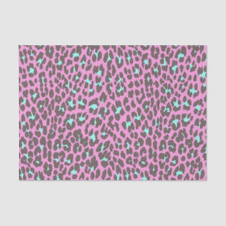 Papier Mousseline Motif Poster de animal Girl Pink Aqua Black Leopar