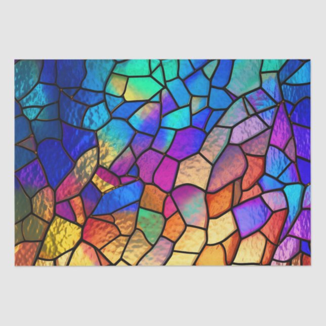 Papier Mousseline Motif Rainbow en verre (Recto)