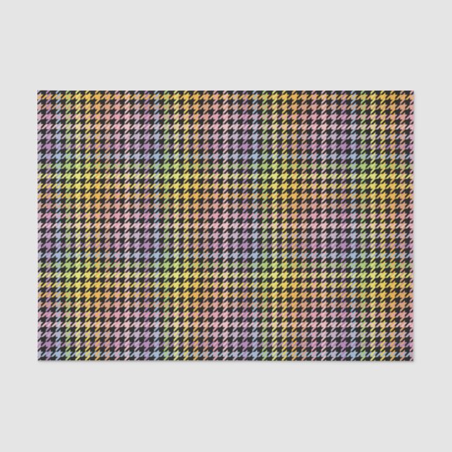 Papier Mousseline Motif Rainbow Houndstooth (Recto)