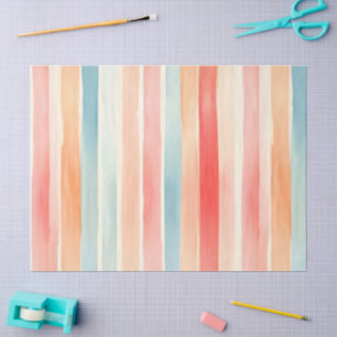 Papier Mousseline Motif rayé coloré aquarelle lumineux