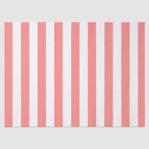 Papier Mousseline Motif rayé élégant blanc corail
