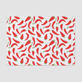 Papier Mousseline Motif Red Chili Pepper en blanc