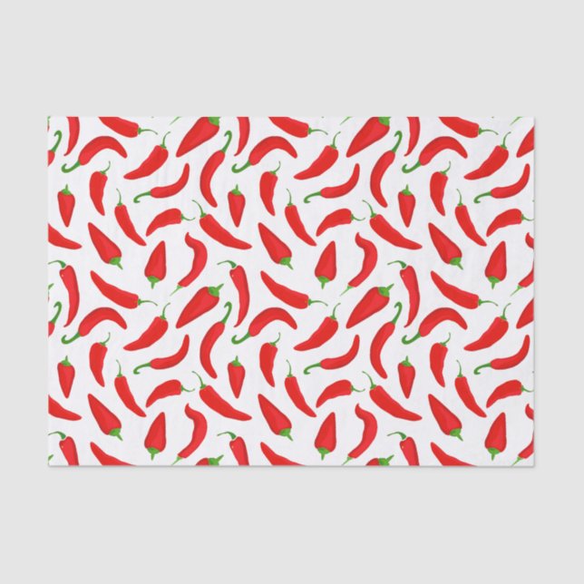 Papier Mousseline Motif Red Chili Pepper en blanc (Recto)
