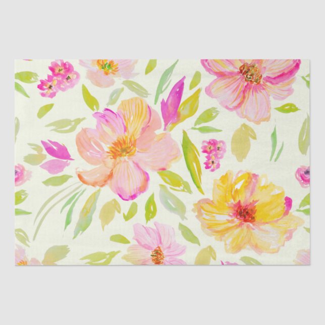 Papier Mousseline Motif répétitif de pivoine florale d'aquarelle fra (Recto)